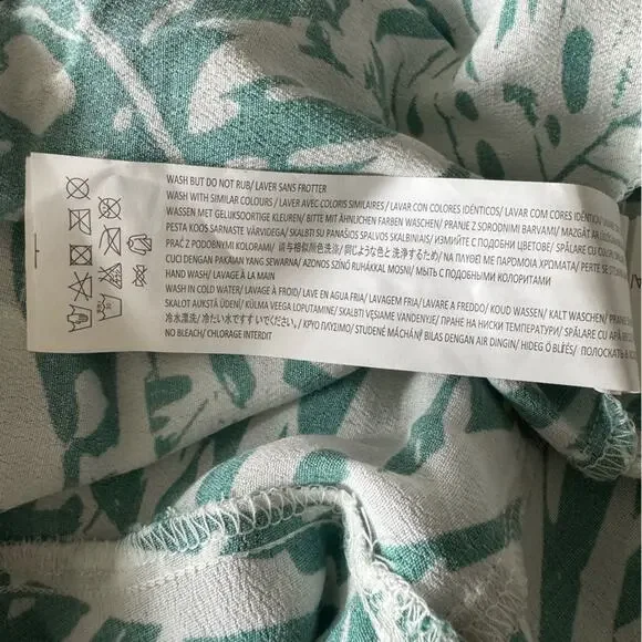 MINKPINK Collins Asymmetrical Hem Midi Dress in Green Palm Print Size Medium - Picture 6 of 11